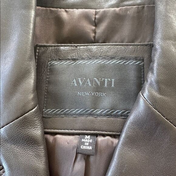 AVANTI NEW YORK Women’s Dark Brown Leather Jacket Coat Classic Versatile Size M - Picture 13 of 14